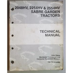 John Deere Sabre Garden Tractors TM1741 Technical Manual July 1998